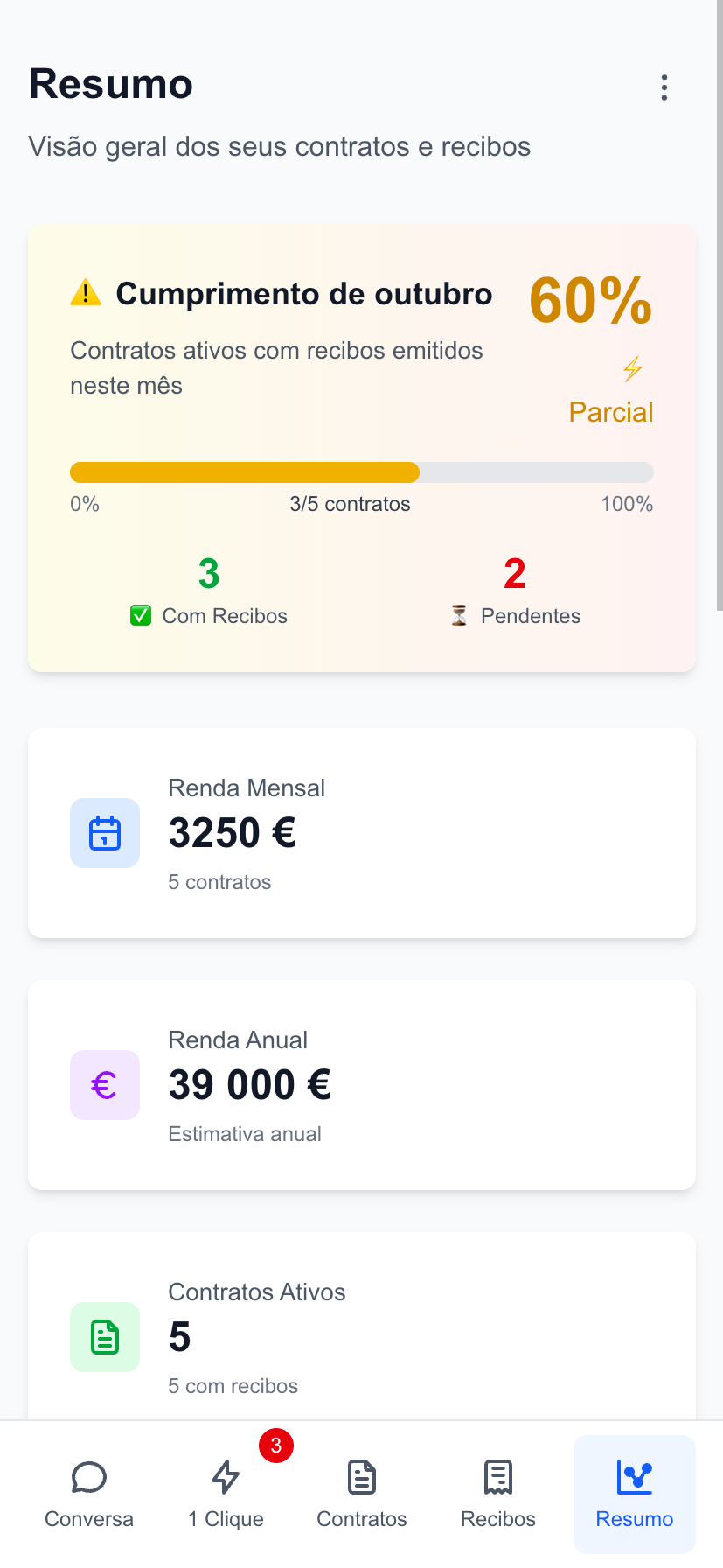 AutoRecibo Web App - Definições do utilizador